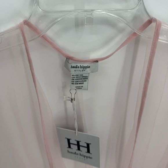 Haute Hippie Pink Mesh Floral Embroidered Fringe NWT Festival Kimono One Size - Picture 7 of 11